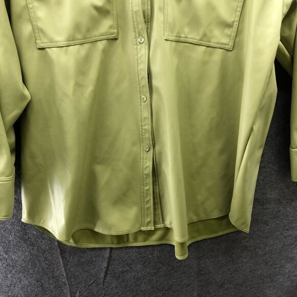 Asos Faux Leather Oversized Shirt Jacket Womens 4 (S) Lime Green Shacket - Picture 6 of 9